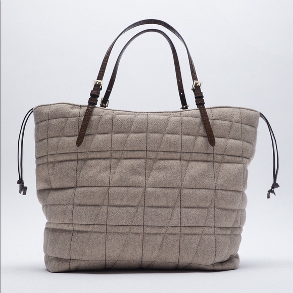 Zara Bags Zara Beige Tote With Interior Bag Shopper Shoulder Poshmark